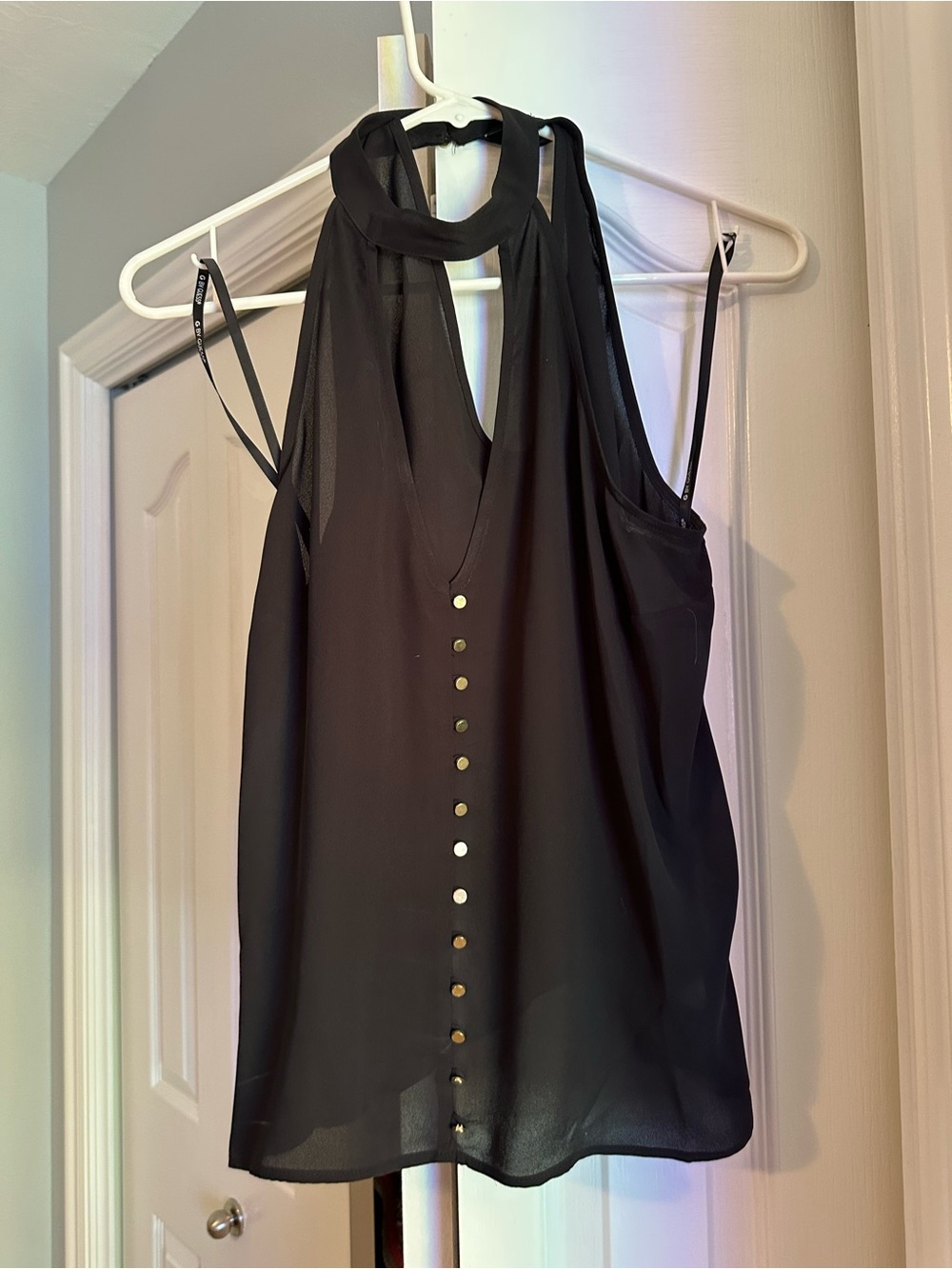 Guess Black Halter Sleeveless Button-Front Camisole